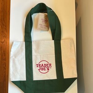 Trader Joe's Mini Canvas Tote with Green Handles